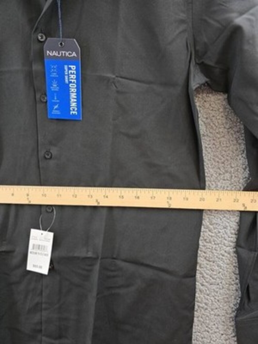 Nautica Slim-Fit Performance Supershirt Dress Shirt Men's 15-15.5 34/35 Black - Picture 9 of 13